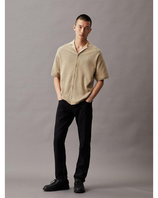 Calvin Klein Brown Waffle Knit Short Sleeve Shirt for men