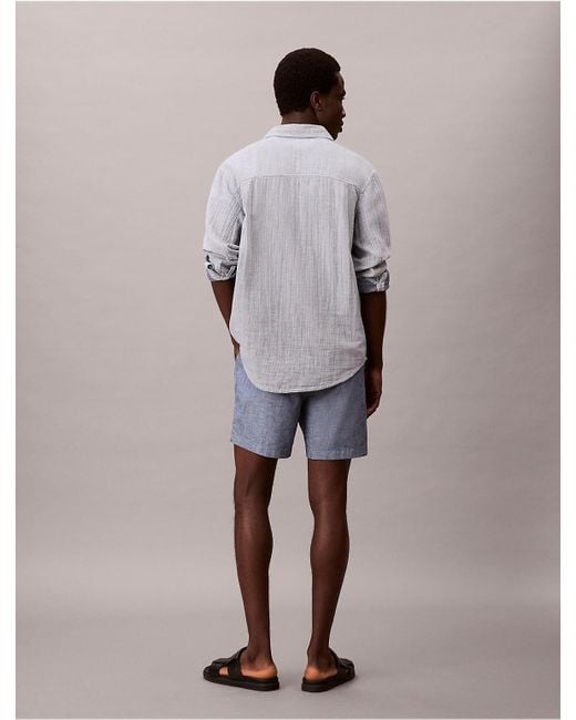 Calvin Klein Multicolor Calvin Klein Chambray Pull-On Shorts for men