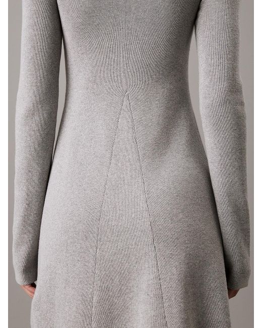 Calvin Klein Gray Ribbed Cotton Flared Jumper Dress