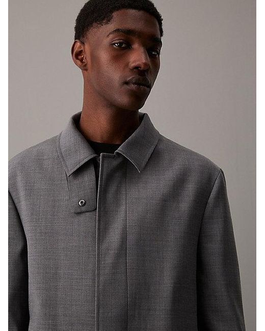 Calvin Klein Car Coat Van Wolmix in het Gray voor heren