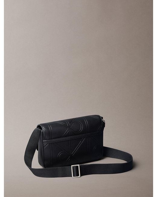 Calvin Klein Gray Embossed Emblem Logo Messenger Bag for men