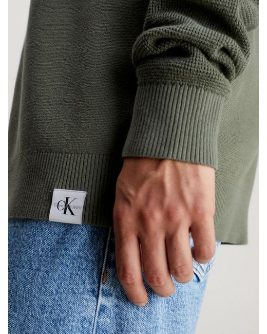 Calvin Klein Gray Texture Mix Cotton Jumper for men