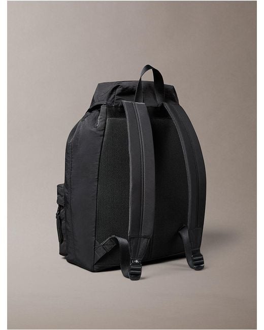 Calvin Klein Black Nylon Top Flap Backpack for men