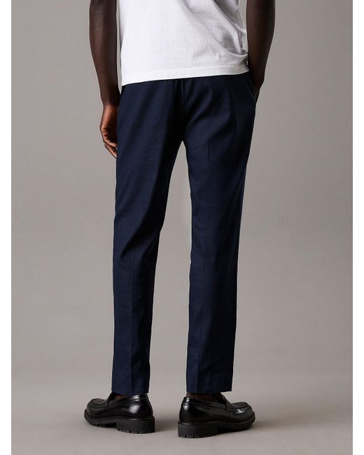 Calvin Klein Blue Tapered Linen Lyocell Trousers for men