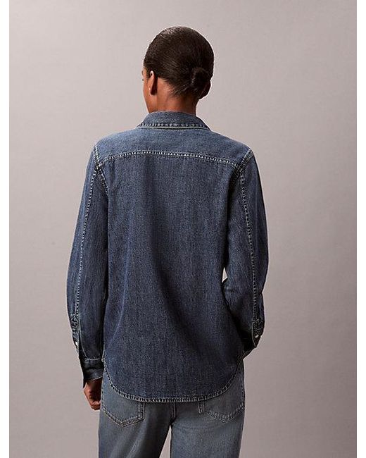 Calvin Klein Blue Jeans Denim Classic Button Up Shirt