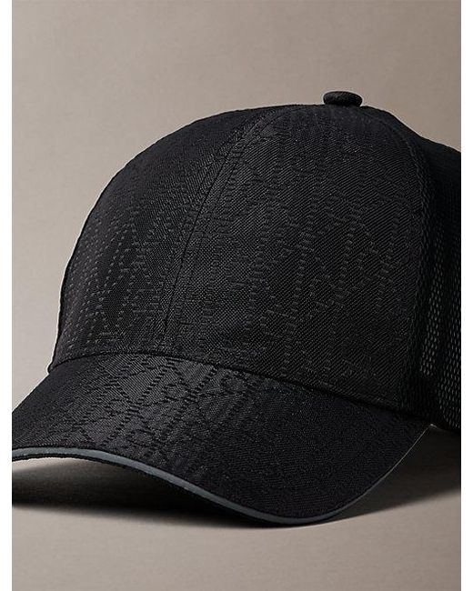 Calvin Klein Black Emblem Logo Cordura Trucker Cap for men