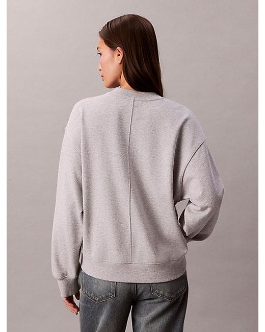 Calvin Klein Gray Jeans Relaxed Woven Monologo French Terry Sweatshirt