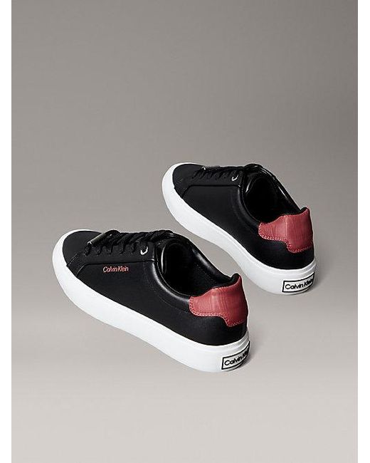 Calvin Klein Gray Smooth Leather Embossed Logo Trainers