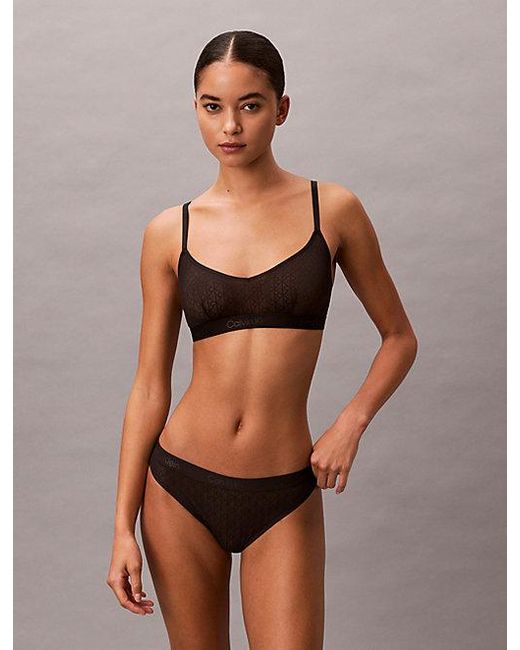 Calvin Klein Black Bralette Microfibre Lace
