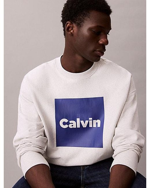 Calvin Klein Lässiges Sweatshirt Aus Hochwertigem Fleece Mit Logo-Grafik in White für Herren