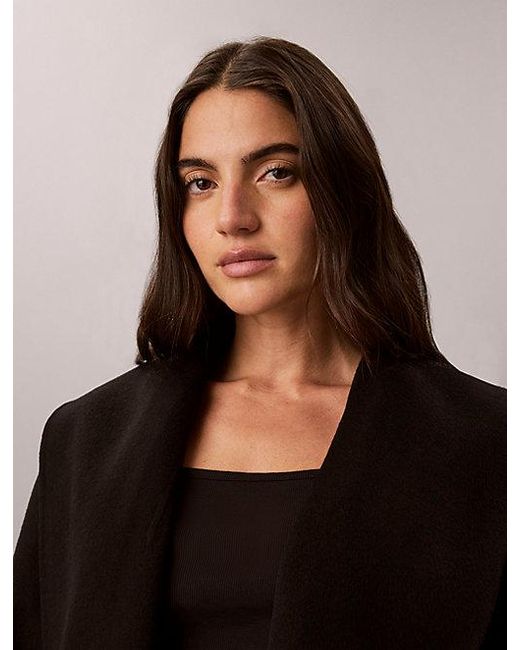 Calvin Klein Black Shawl Hip Coat
