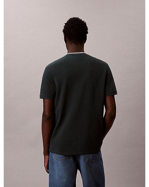 Calvin Klein Blue Cotton Piqué Tipped Collar T-Shirt for men