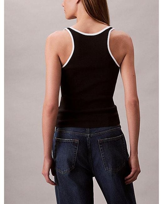 Calvin Klein Black Jeans Contrast Trim Ribbed Tank Top