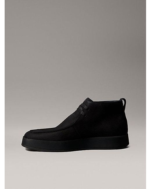 Calvin Klein Black Leather Warm Hybrid Cupsole Chukka Boots for men