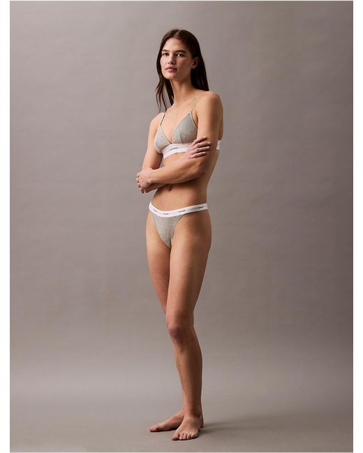 Calvin Klein Brown Cotton Stretch Rib String Thong
