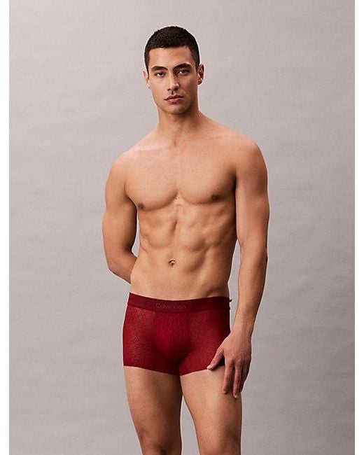 Calvin Klein Red Trunks Microfibre Lace for men