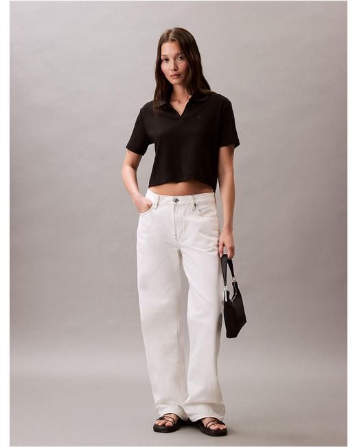Calvin Klein Black Calvin Klein Cotton Contour Rib Polo Tee