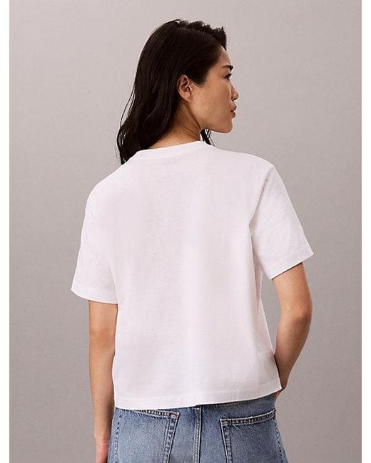 Calvin Klein Blue Jeans Boxy Script Logo T-Shirt