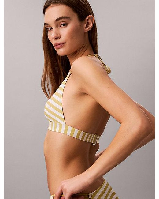 Calvin Klein Brown Halter Triangle Bikini Top Ck Monogram