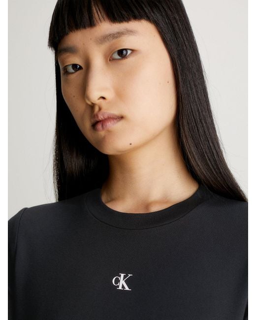 Robe à manches longues en jersey Milano Calvin Klein en coloris Black