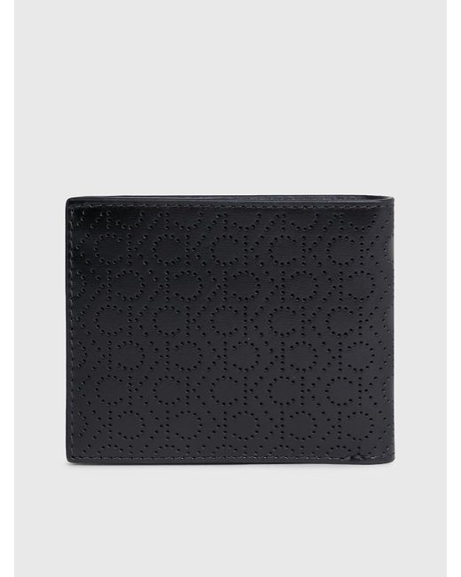 Calvin Klein Black Leather Rfid Slimfold Logo Wallet for men