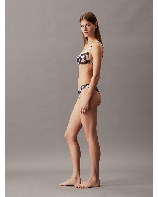 Calvin Klein Brown Bandeau Bikini Top - Ck Monogram Foil