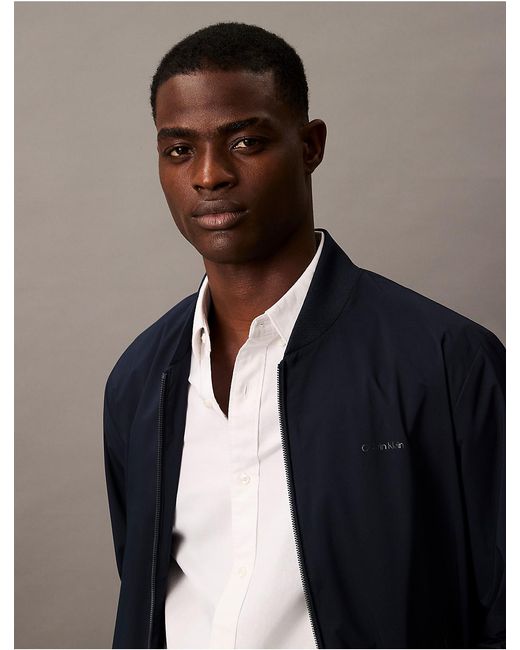Calvin Klein Blue Matte Bomber Jacket for men