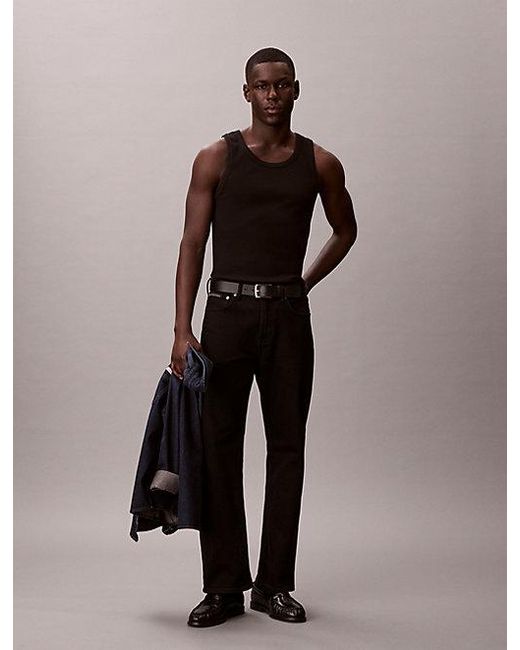 Calvin Klein Geribbelde Tanktop in het Brown voor heren
