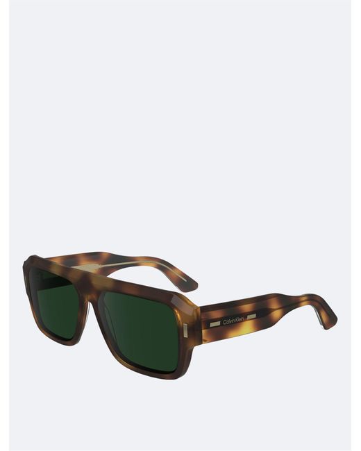 Calvin Klein Green Modified Rectangle Acetate Sunglasses for men