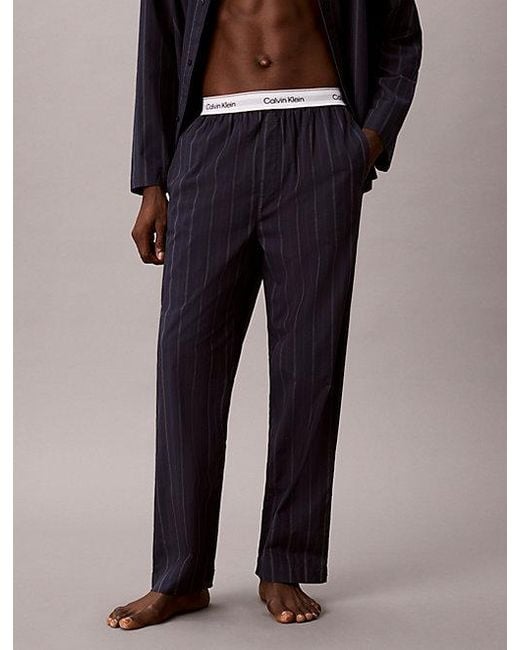 Calvin Klein Blue Pants Pyjama Set Cotton Poplin for men