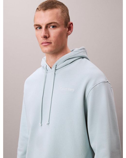 Calvin Klein Gray Cotton Terry Blend Lounge Hoodie for men