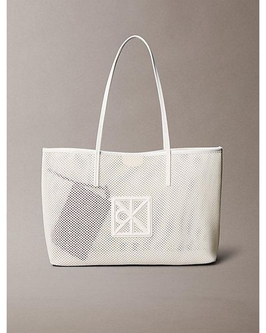 Calvin Klein Natural Emblem Logo Mesh Tote Bag
