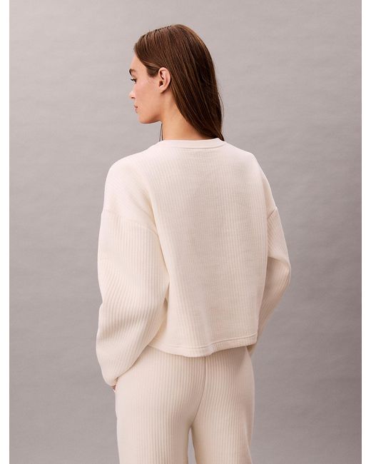 Calvin Klein Natural Quilted Fleece Lounge Sweatshirt