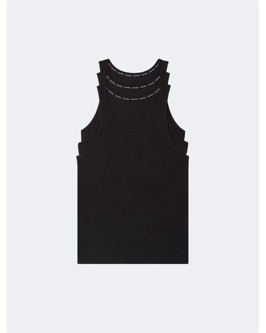 Calvin Klein Black Modern Cotton Stretch 3-pack Tank Top for men