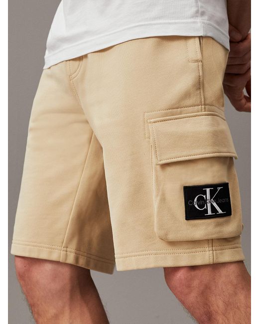 Calvin Klein Natural Cargo Terry Jogger Shorts for men