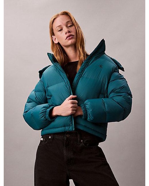 Calvin Klein Blue Kurze Daunen-Steppjacke