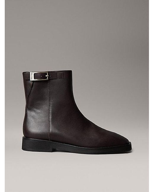 Calvin Klein Black Ankle-Boots Aus Leder Mit Reißverschluss