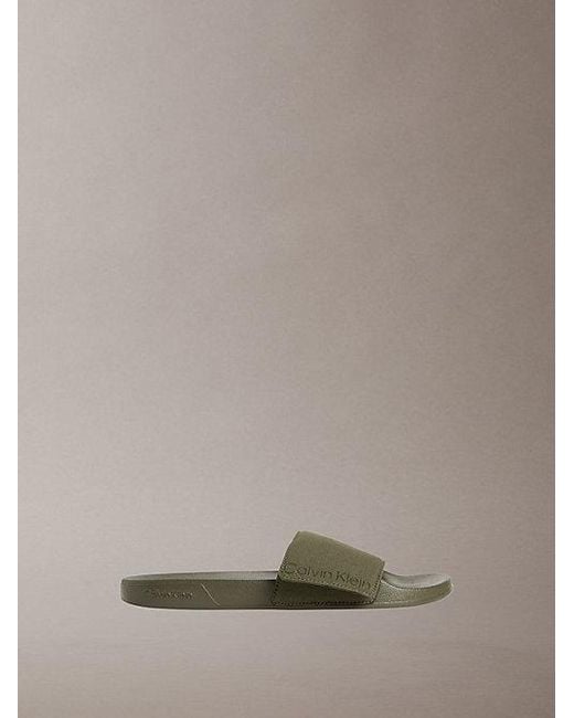 Calvin Klein Green Nemo Canvas Contoured Logo Sliders for men