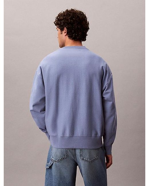 Calvin Klein Blue Relaxed Monogram Sweatshirt for men