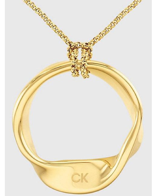 Calvin Klein White Twisted Ring Pendant Necklace