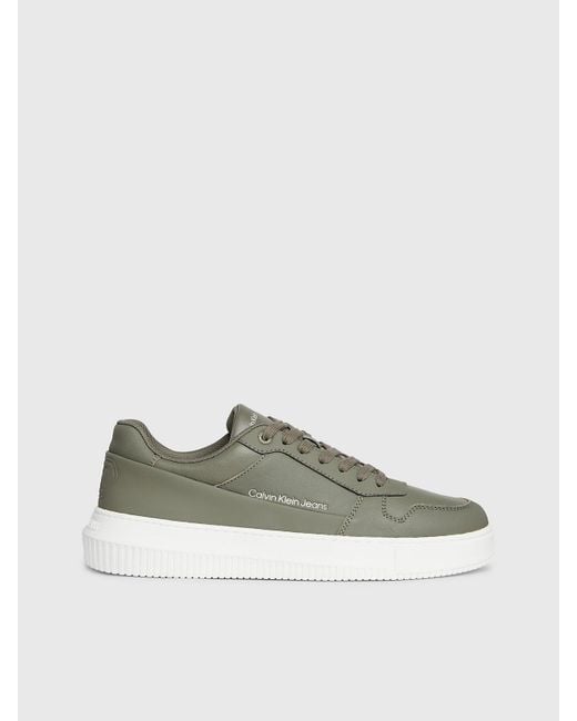Calvin Klein Green Faux Leather Trainers for men