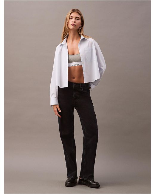 Calvin Klein White Cotton Poplin Boxy Button-Down Shirt