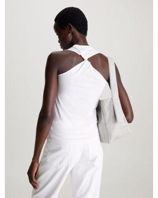 Camiseta de tirantes con detalle en la espalda slim Calvin Klein de color White