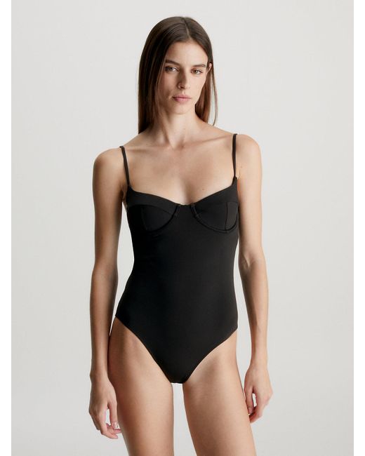 Calvin Klein Black Balconette Swimsuit - Core Solids