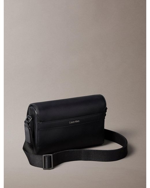 Calvin Klein Gray Small Saffiano Emblem Messenger Bag for men