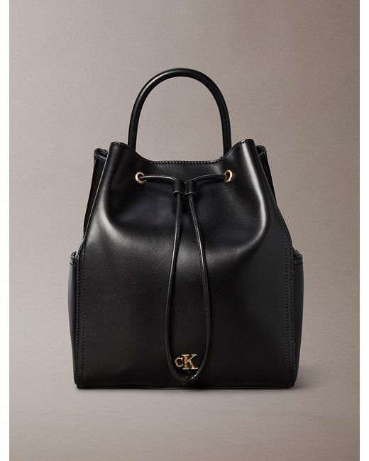 Calvin Klein Black Monogram Drawstring Backpack