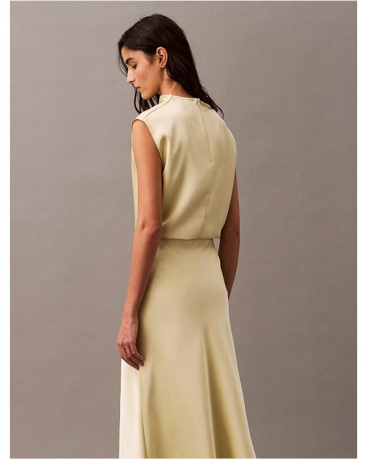 Calvin Klein Natural Matte Satin Midi Skirt