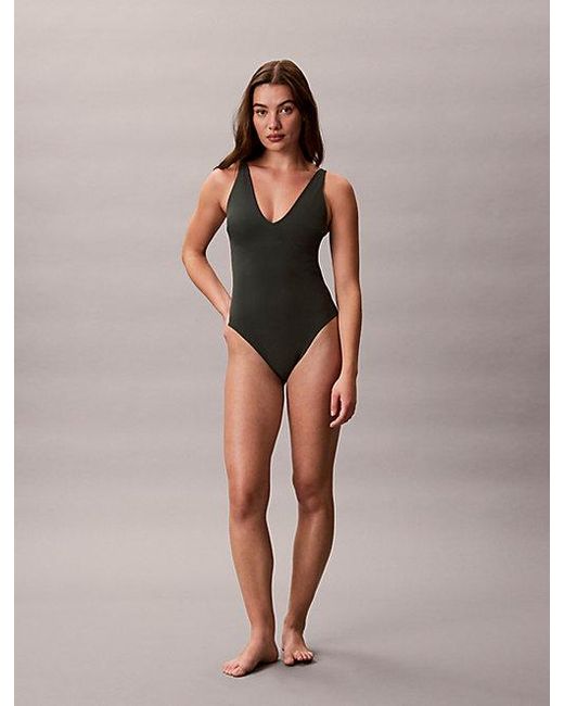 Calvin Klein Black Scoop Back Swimsuit Ck Icon