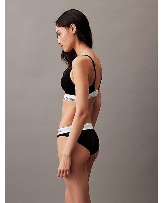 Calvin Klein Black Push Up Plunge Bra Icon Cotton Modal
