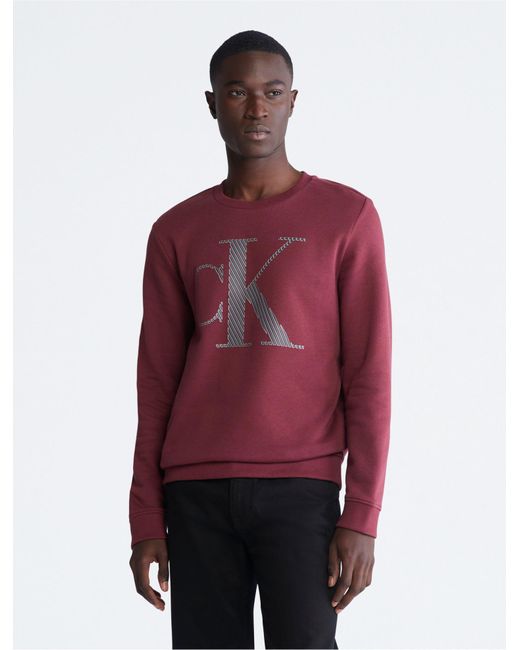 Calvin klein monogram logo crewneck sweatshirt hotsell
